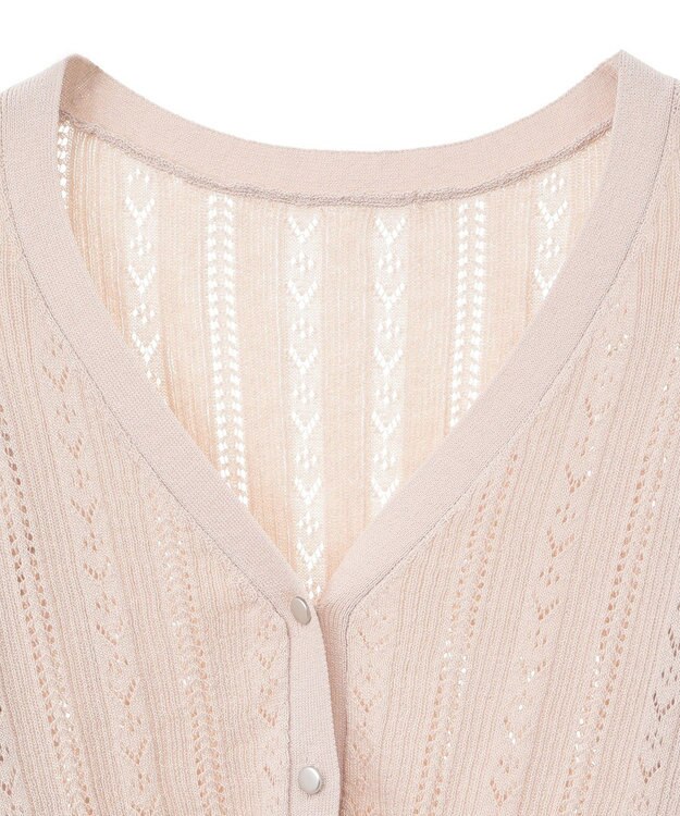 earth music&ecology シルバーボタン透かし編みニットカーディガン Beige