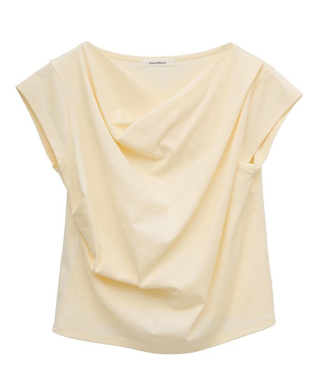 Green Parks ドレープオフショルフレンチ袖Ｔシャツ Lemon Yellow