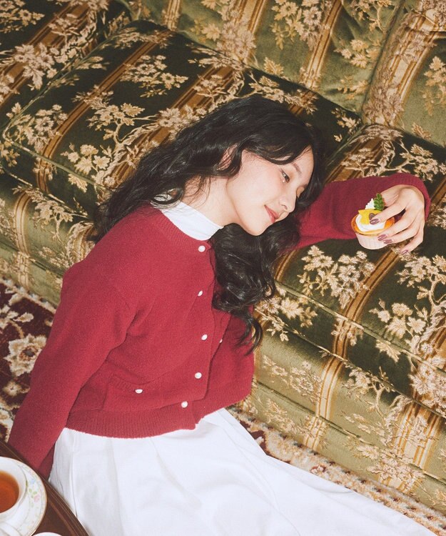 earth music&ecology 【イージーケア】パウダーシャギークルーネックカーディガン Bordeaux