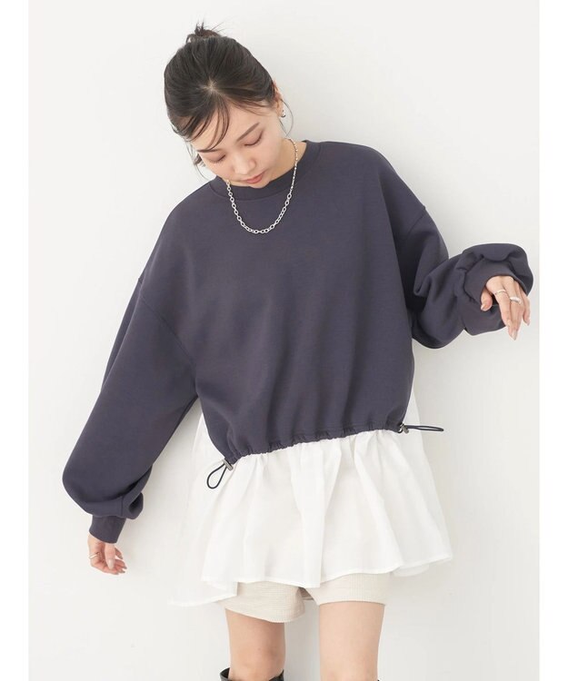 earth music&ecology ダンボールレイヤードチュニック Dark Gray