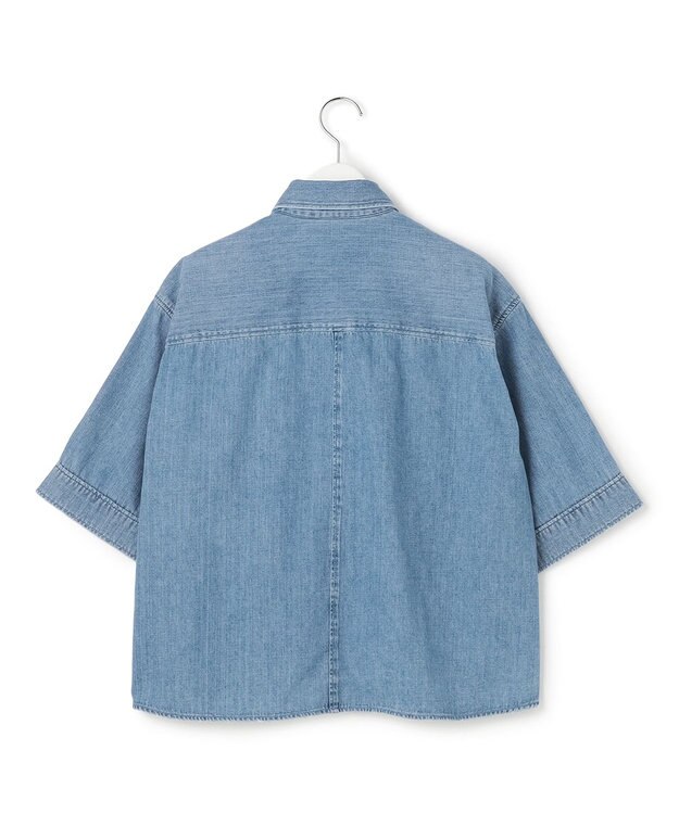 23区 【SLOW/一部店舗限定】LIGHT DENIM クロップド シャツ ブリーチ