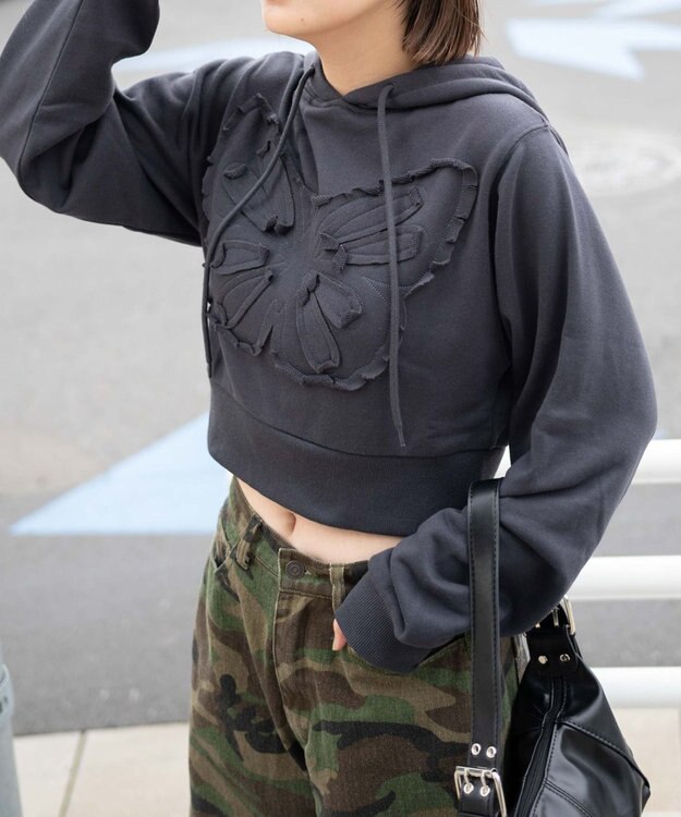 WEGO バタフライプルパーカー ダークグレー