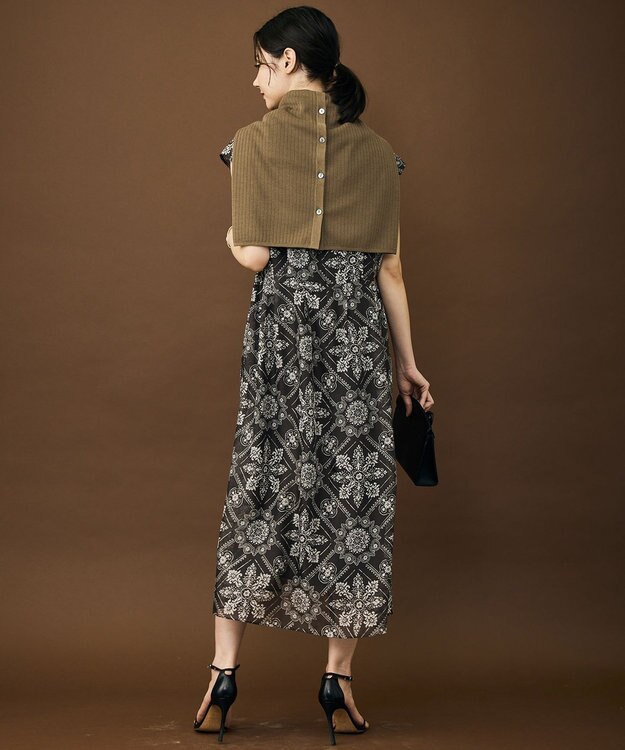 自由区 S 【カタログ掲載】ロータスタイルプリント ワンピース ブラウン