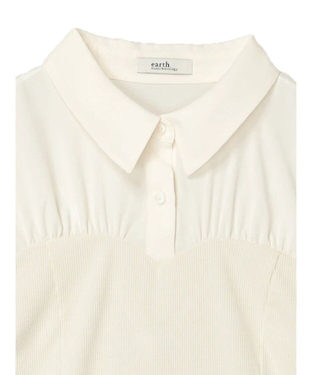 earth music&ecology ドッキングフリルシャツ見えプルオーバー Ivory