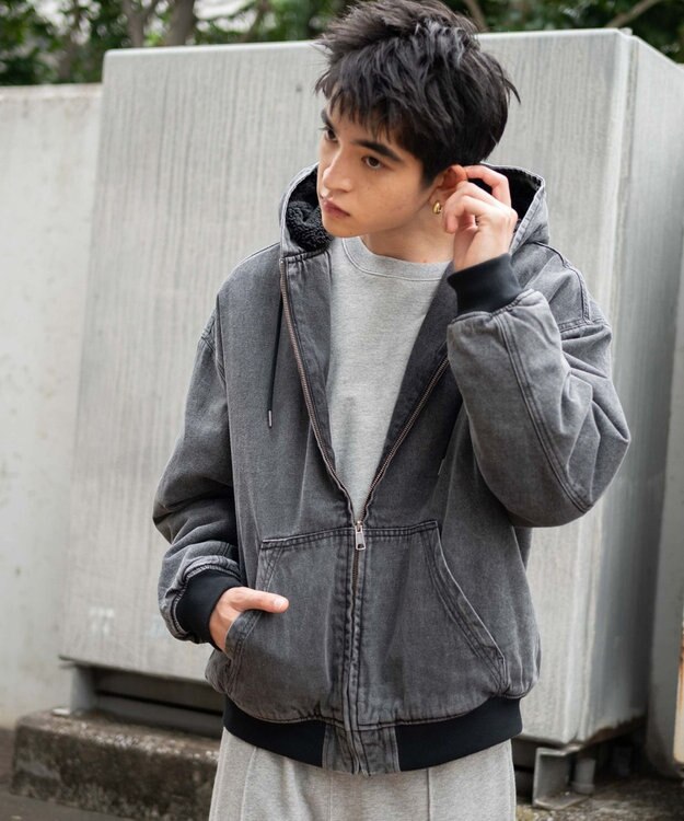 WEGO 【ユニセックス着用ITEM】ワーカーズボアフードブルゾン ブラックその他