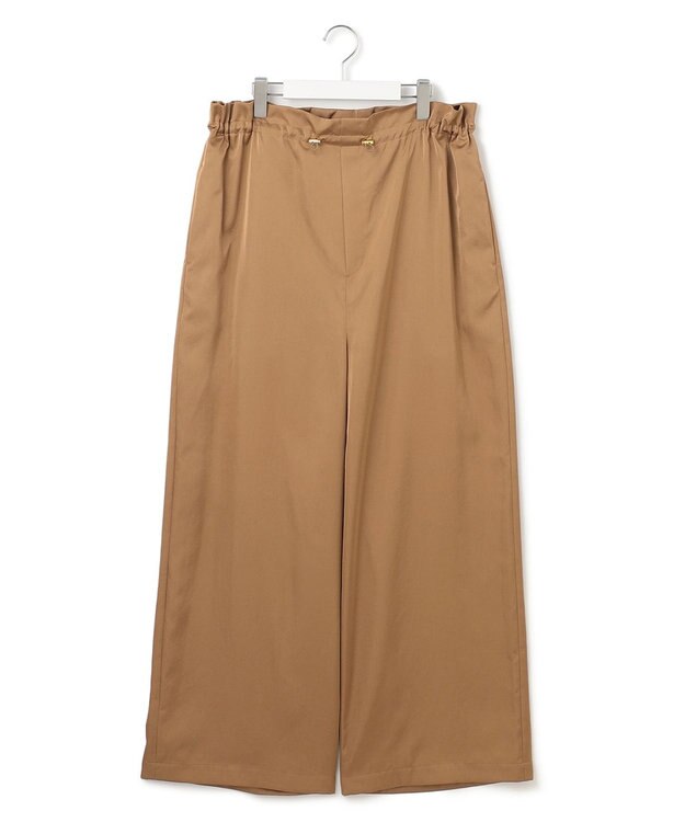 23区 S 【接触冷感/洗える】ヴィンテージソフトサテン サスペンダー パンツ キャメル系