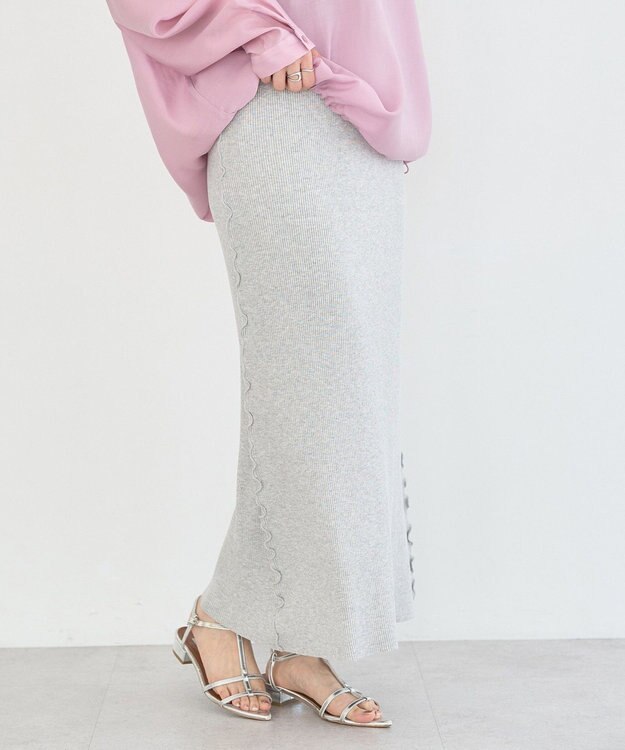 earth music&ecology サイドメローリブニットスカート Gray Mixture