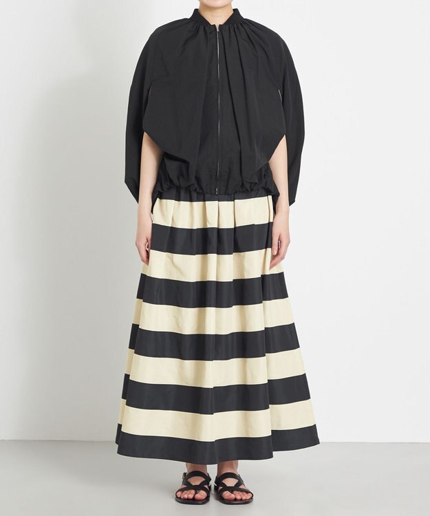 NAVE 【Nave　洗える】ソフトタフタ  スリットスリーブ ブルゾン ブラック系