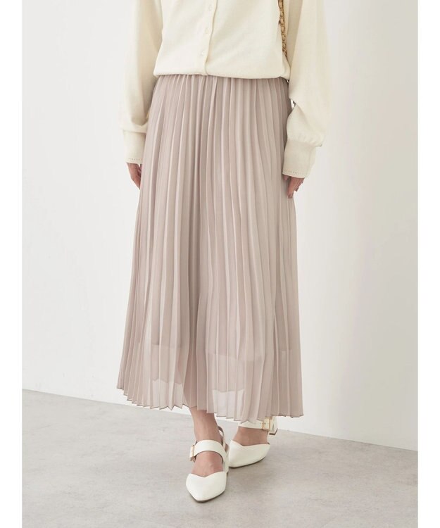 earth music&ecology すきな丈シフォンプリーツスカート Gray Beige