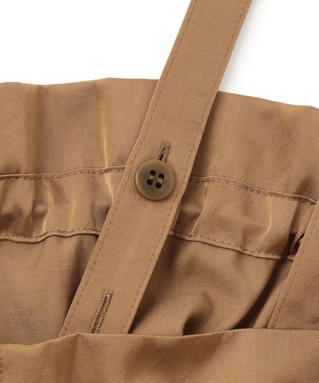 23区 S 【接触冷感/洗える】ヴィンテージソフトサテン サスペンダー パンツ キャメル系