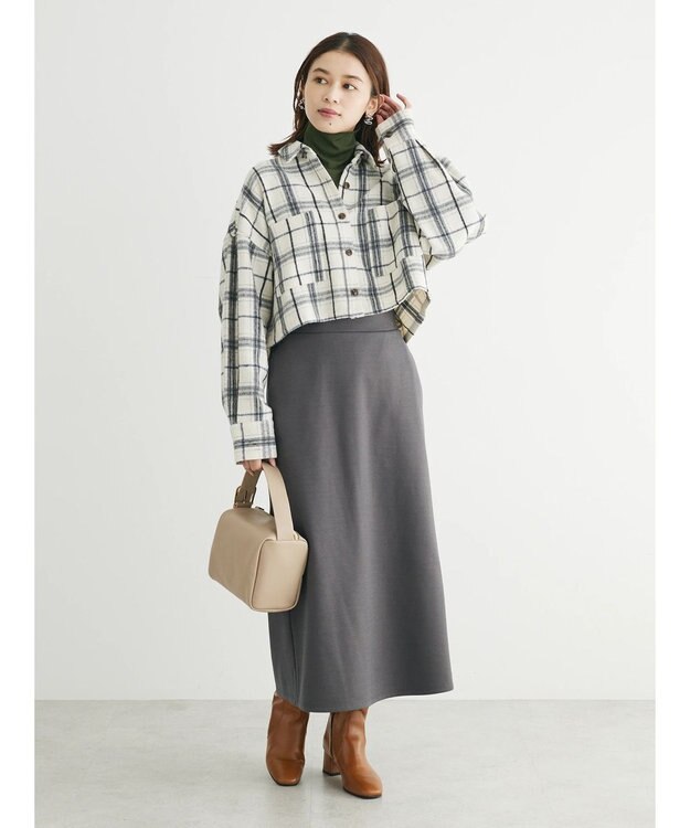 Green Parks ・ＥＬＥＮＣＡＲＥ　ＤＵＥ　シャギーチェックショートシャツ Ivory