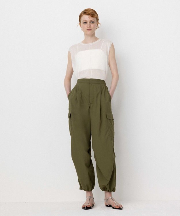 NAVE 【ReNAVE・洗える/撥水加工/接触冷感/UVケア/セットアップ】ナイロンタスラン カーゴパンツ カーキ系