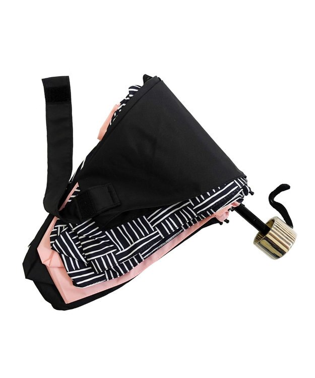 +RING 【UVカット95%以上】【UPF50＋】プラスリング レディース向け 晴雨兼用 折傘 BLK T1306 黒