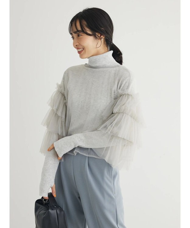 Green Parks ・ＥＬＥＮＣＡＲＥ　ＤＵＥ　２ｗａｙチュールブラウス Light Gray