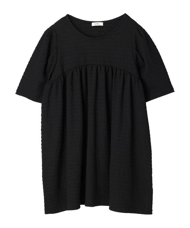 earth music&ecology ジャガードギャザーチュニック Black