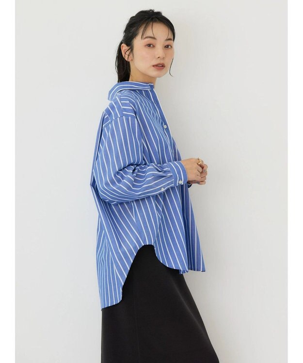 AMERICAN HOLIC イージーケアブロードシャツ Stripe Sax