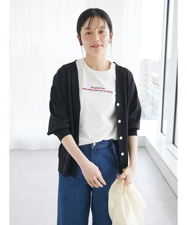 CRAFT STANDARD BOUTIQUE UVカット/接触冷感/マシンウォッシャブル/Vネックニットカーディガン Black