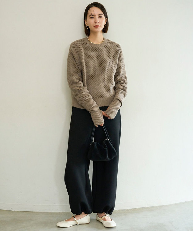 UNFILO L 【野呂佳代さん着用】BEAUTY FORM JERSEY イージーパンツ ブラック