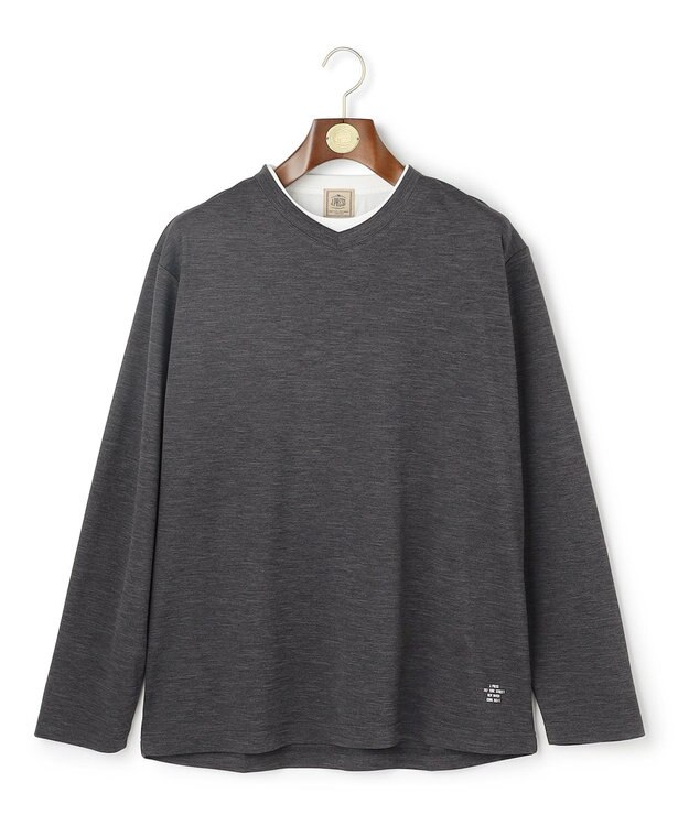 J.PRESS MEN 【WEB・一部店舗限定】Ｖネックフェイクレイヤード ロングスリーブTシャツ グレー系
