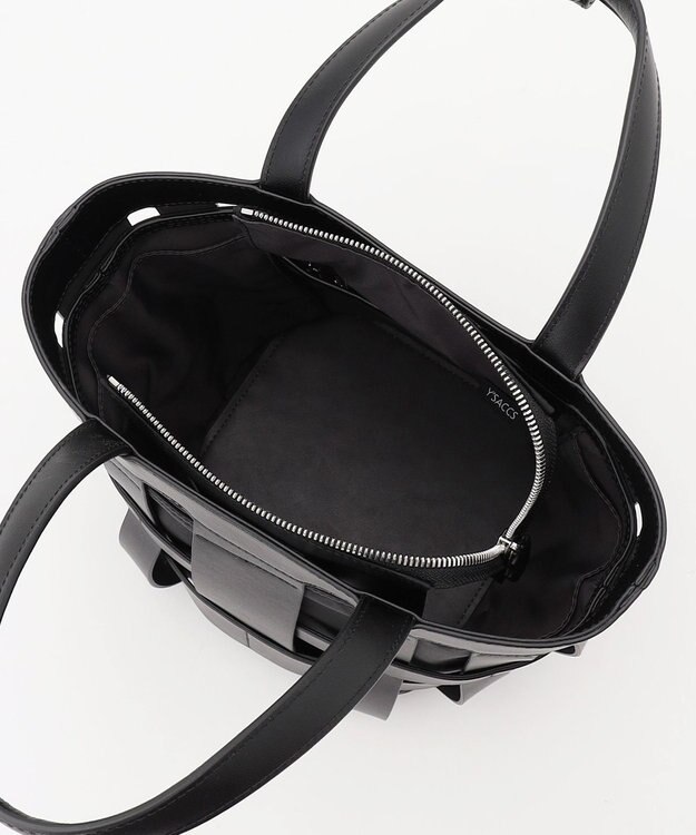 Y'SACCS 【リサイクルレザー】メッシュかごバッグ　small ブラック×ブラック