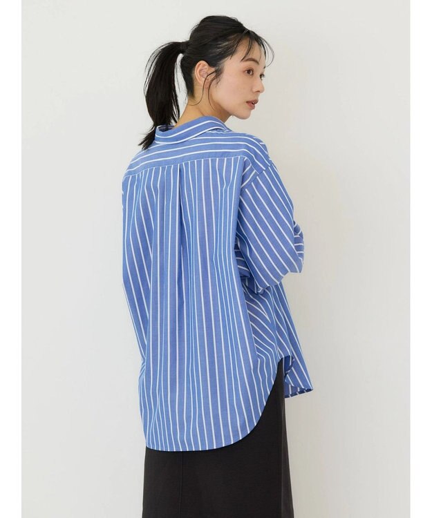 AMERICAN HOLIC イージーケアブロードシャツ Stripe Sax