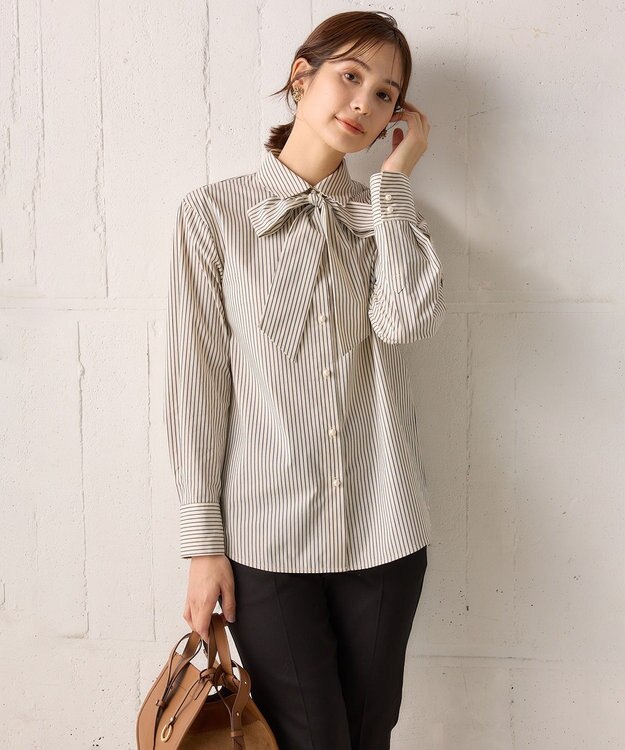 組曲 【ボウタイ付き】メッセージシャーティング シャツ アイボリー系1