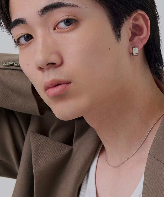 Phoebe 【金属アレルギー対応】ワンタッチワイドフープミニピアス(片耳)/サージカルステンレス シルバー シルバー