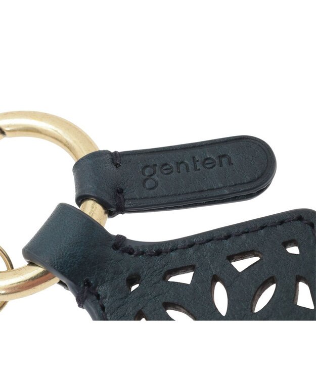 genten アーガイルカットワーク キーリング ネイビーブルー