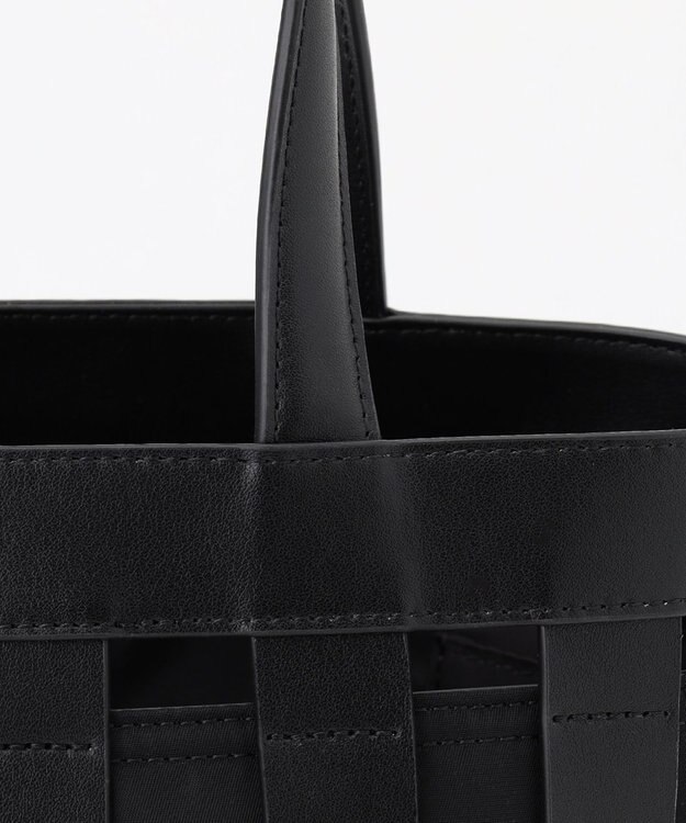 Y'SACCS 【リサイクルレザー】メッシュかごバッグ　small ブラック×ブラック