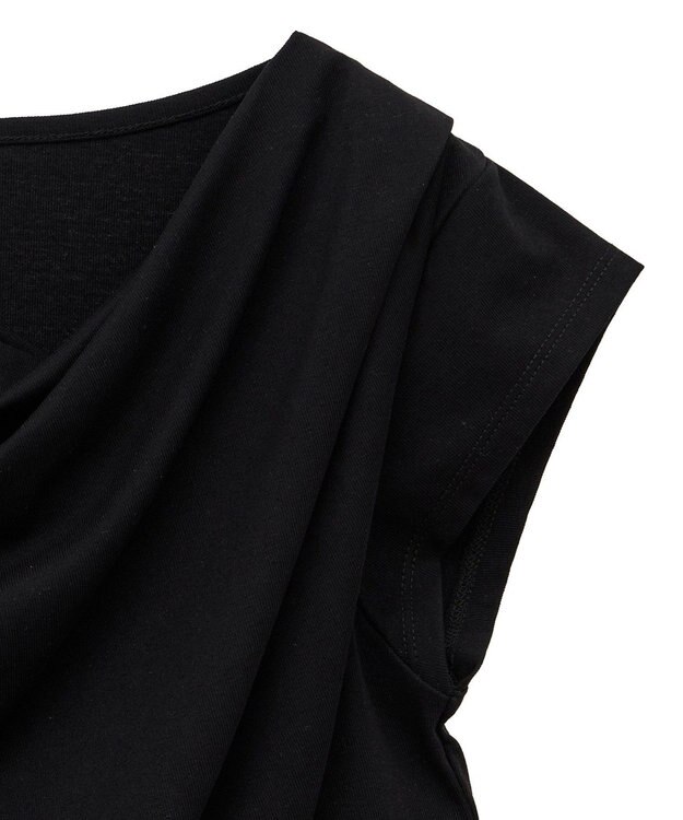 Green Parks ドレープオフショルフレンチ袖Ｔシャツ Black