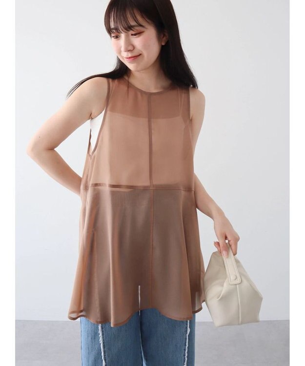 Green Parks ・ＥＬＥＮＣＡＲＥ　ＤＵＥオーガンジーノースリチュニック Mocha