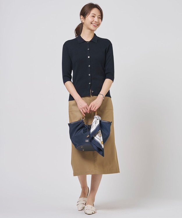 J.PRESS LADIES L 【WEB限定カラーあり】TCシャンブレーサテンST ナロー スカート キャメル系