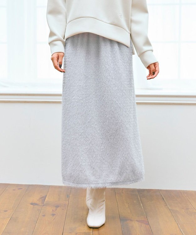 Feroux シャギーナロー スカート ライトグレー系