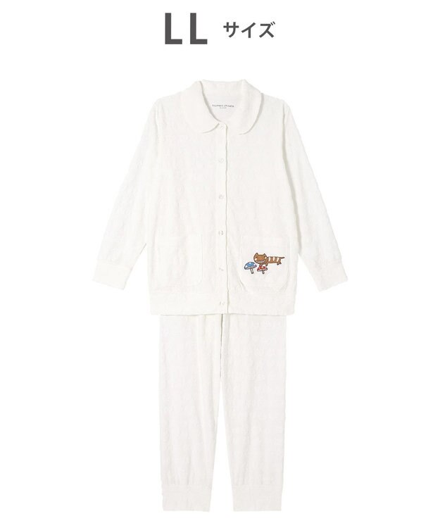 tsumori chisato SLEEP ツモリチサト パジャマ 長袖 長ズボン 綿混(本体) パイル素材 上下セット 前開き tsumori chisato SLEEP UDX556 /ワコール アイボリー