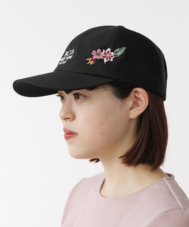 TOCCA 【UV90%以上カット・吸水速乾・抗菌防臭・接触冷感・サイズ調整可・洗える！】EXOTIC FLORAL LOGOCAP キャップ ブラック系