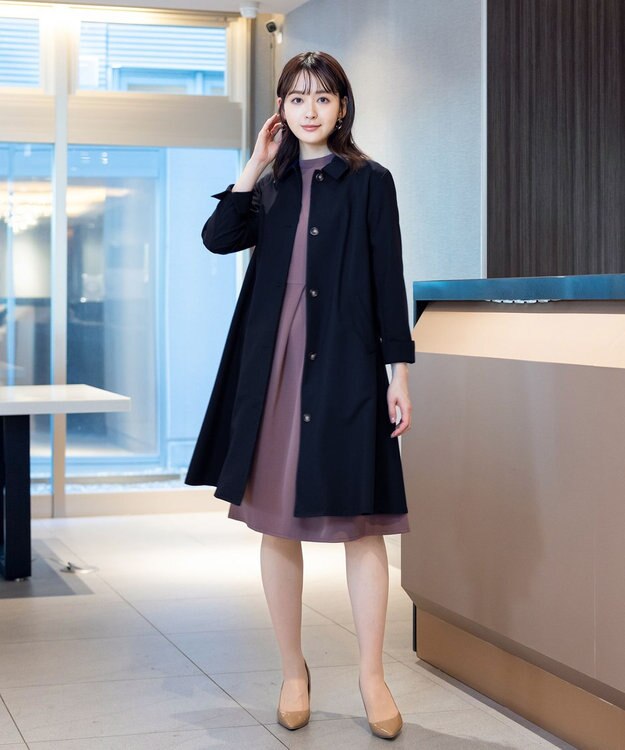 Tiaclasse L 【洗える】ステンカラーコート ネイビー