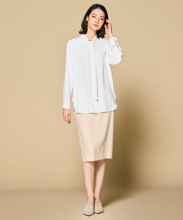 BEIGE， 【洗える】CINDY / タイトスカート Sheer Orange × White