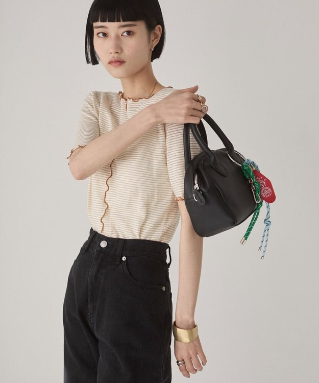 WEGO 【ANGIE VINTAGE】シアーボーダーメロウトップス ベージュボーダー