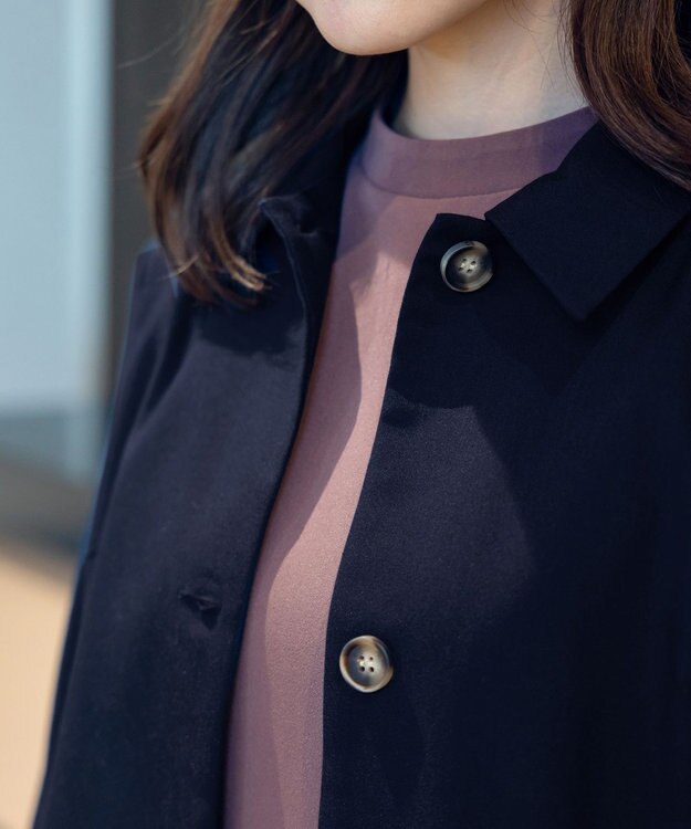Tiaclasse L 【洗える】ステンカラーコート ネイビー