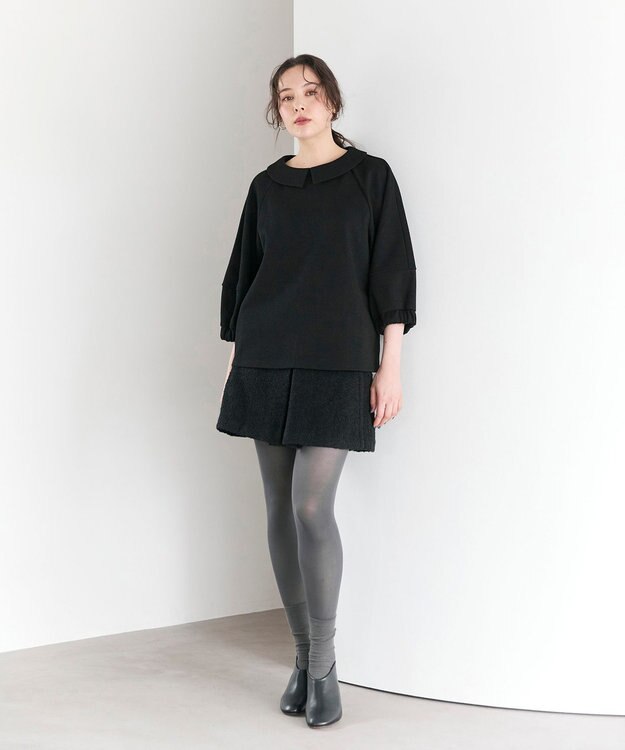 #Newans 【セットアップ可能】裏地キュロットツイードスカート ブラック