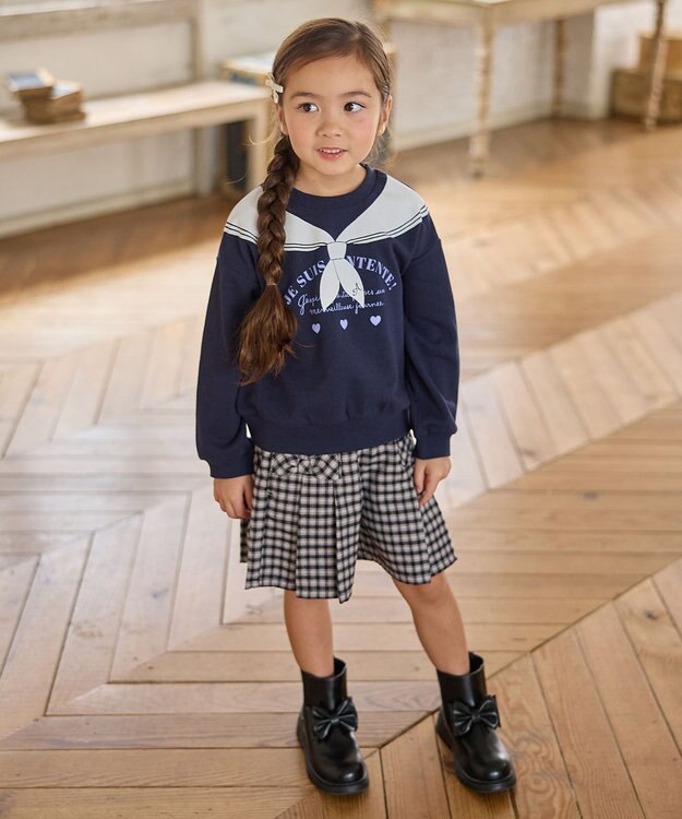 ANY KIDS 【WEB限定】7days 裏毛トレーナー ネイビー×セーラー