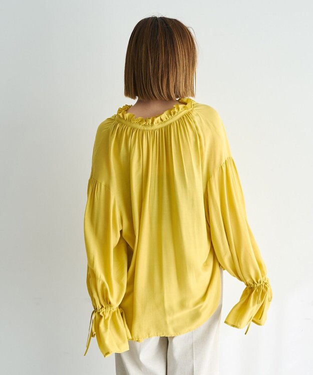YECCA VECCA シャーリングギャザーリボンブラウス Yellow
