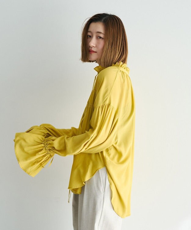 YECCA VECCA シャーリングギャザーリボンブラウス Yellow