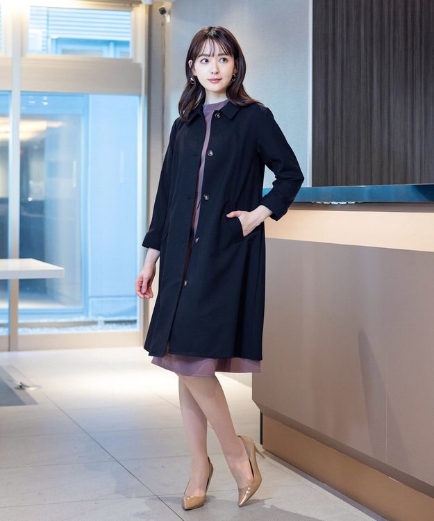 Tiaclasse L 【洗える】ステンカラーコート ネイビー