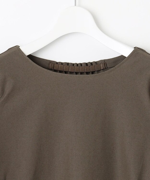 自由区 【洗える】コンビネーションシャーティング パフスリーブ カットソー ブラウン系