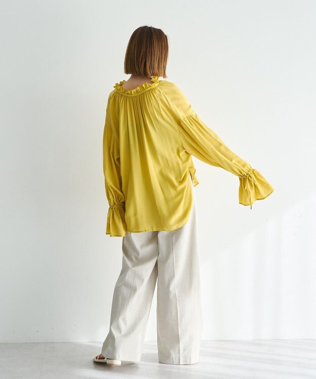 YECCA VECCA シャーリングギャザーリボンブラウス Yellow