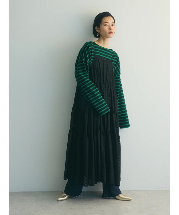 Green Parks armonia.ティアードシアーキャミワンピース Black