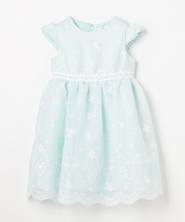 ANY KIDS 総刺繍 花柄ワンピース ミント