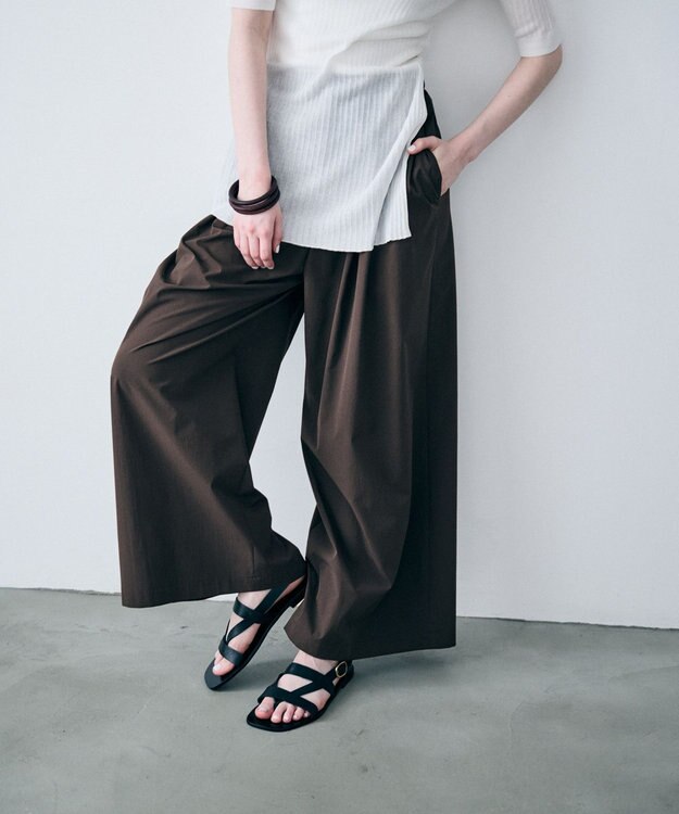 uncrave クールタッチカラータイプライター ワイドパンツ ダークブラウン