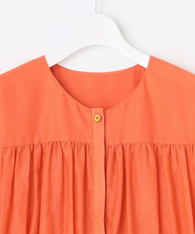 自由区 【カタログ掲載・洗える】シルクコットンローンフレンチスリーブ ブラウス マンダリン